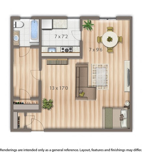 2800 woodley studio apartment floor plan rendering